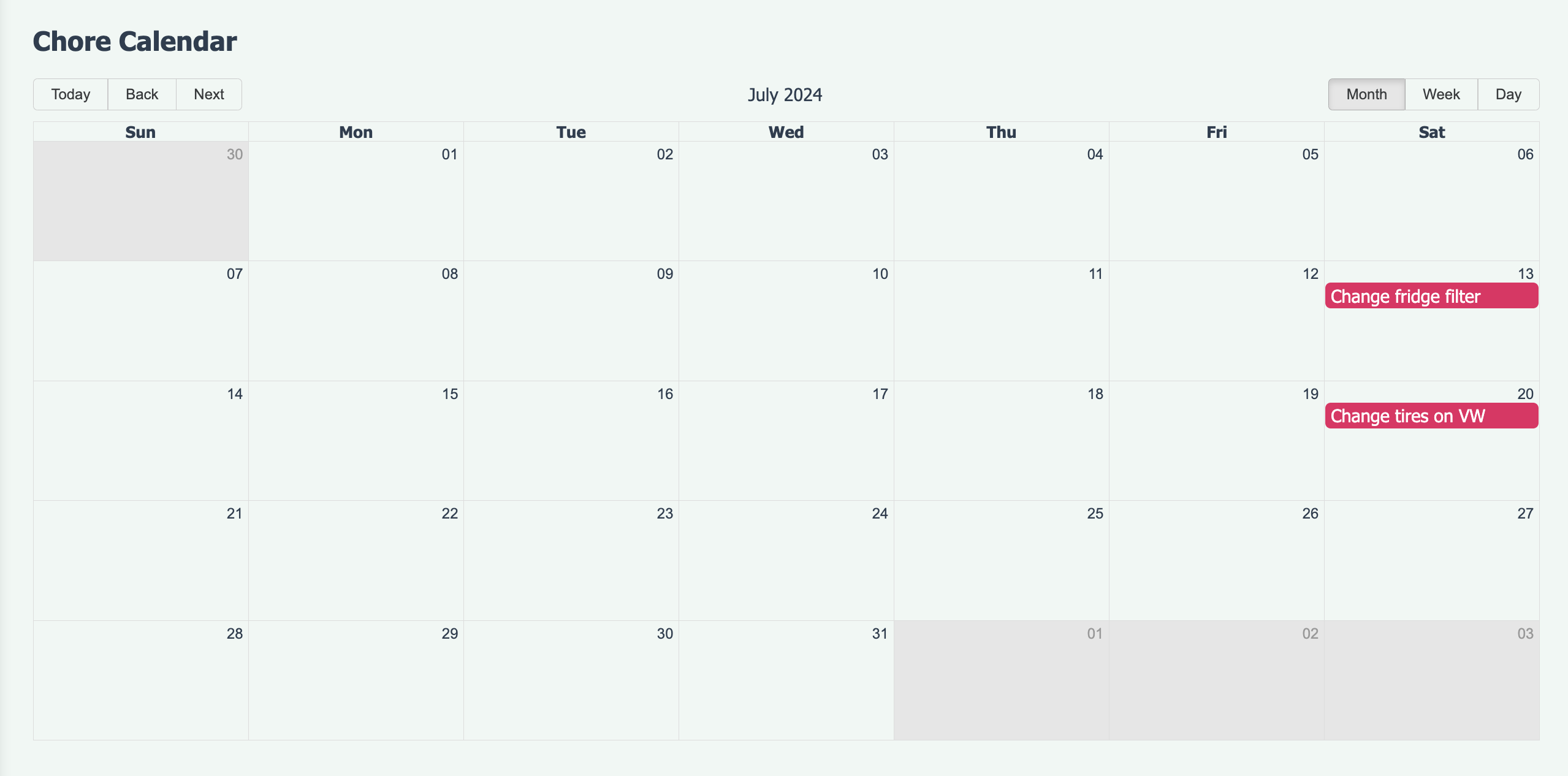 Calendar View